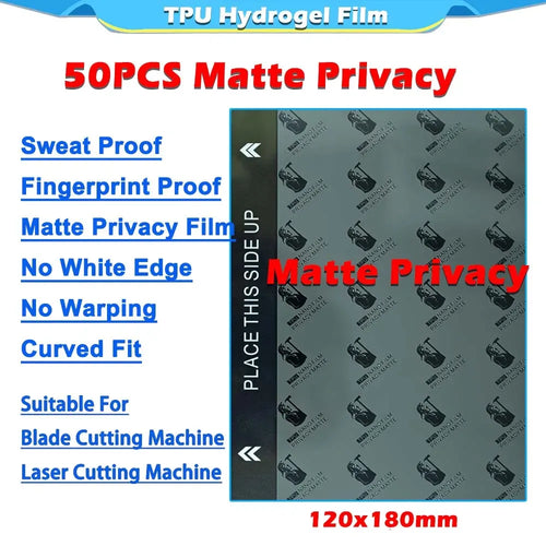 Matte privacy TPU hydrogel film sheet, 50 pcs, for blade/laser cutting machines
