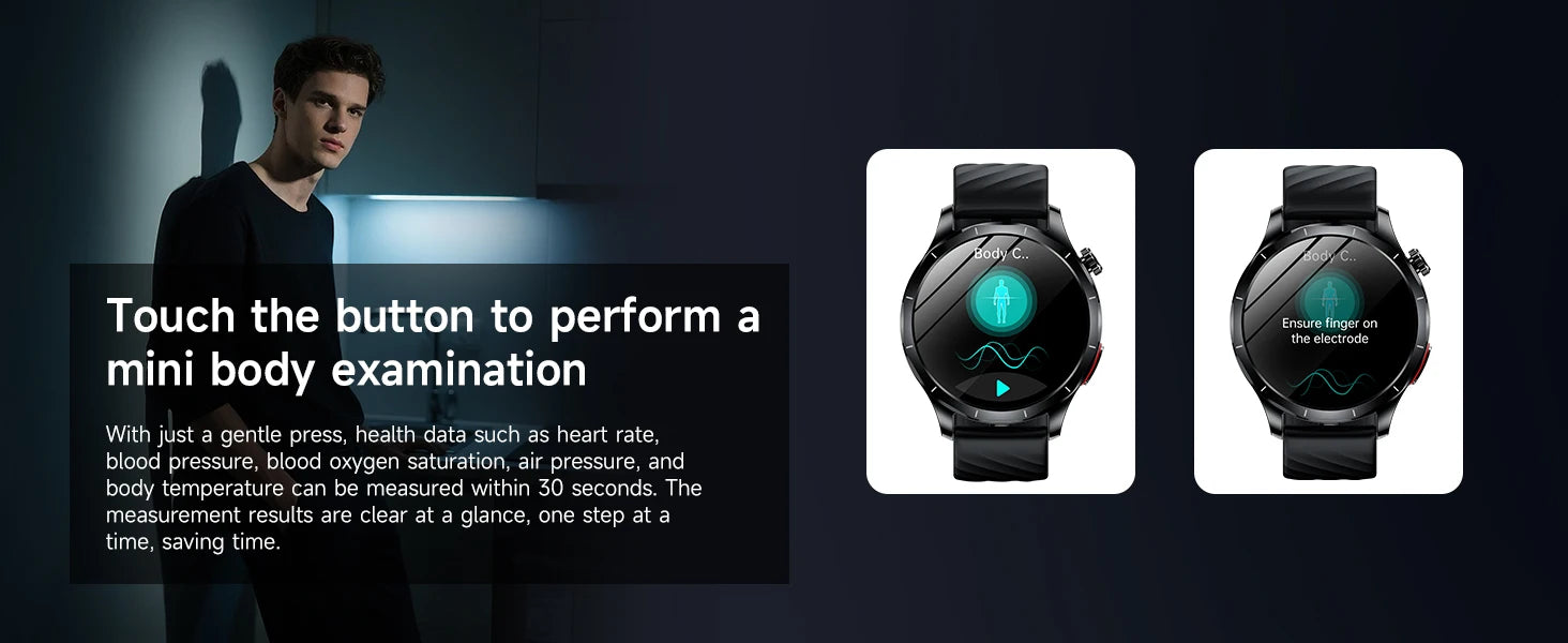 Marsyu AI-GPT Nursing Grade Health Smart Watch Body Fat Uric Acid ECG+PPG Body Fat BP HD Call Sports Smart Watch For Men Women