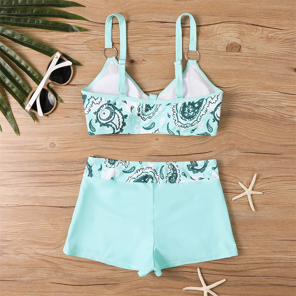 2025 High Waist Bikinis Women Sports Swimwear Print Bathing Suit Female Padded Beach Wear Bathers Swimming Swimsuit Summer