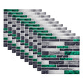 3D mosaic brick tile wall sticker sheet with white, dark gray, and green accents