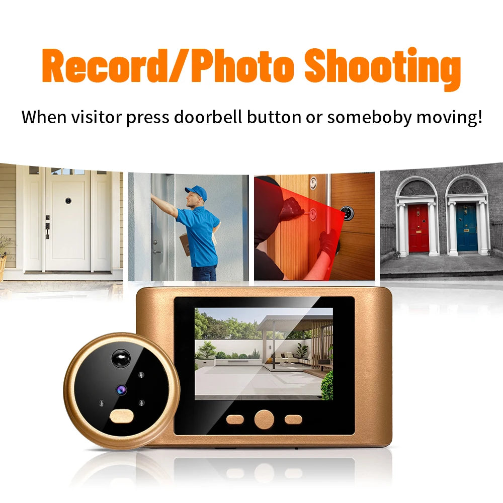 2.8' LCD Screen IR Night Vision PIR Motion Detection Digital Electronic Viewer Bell Door Peephole HD Camera Photo Video Recordin