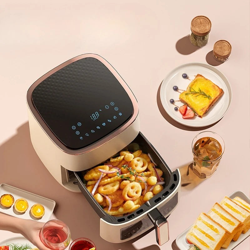 220V Air Fryer Household New Intelligent Large Capacity Visual Non Flip Oil Free Multifunctional Electric Oven Machine