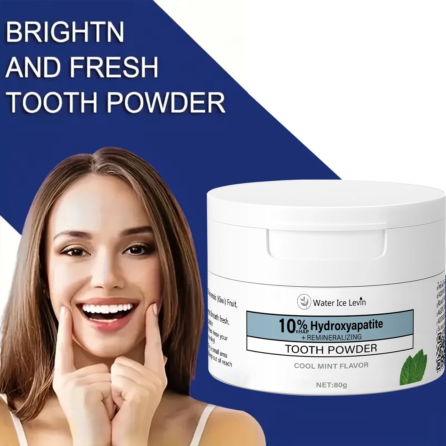 Tidesmit 10% Hydroxyapatite tooth powder jar for teeth whitening with cool mint flavor and natural extracts