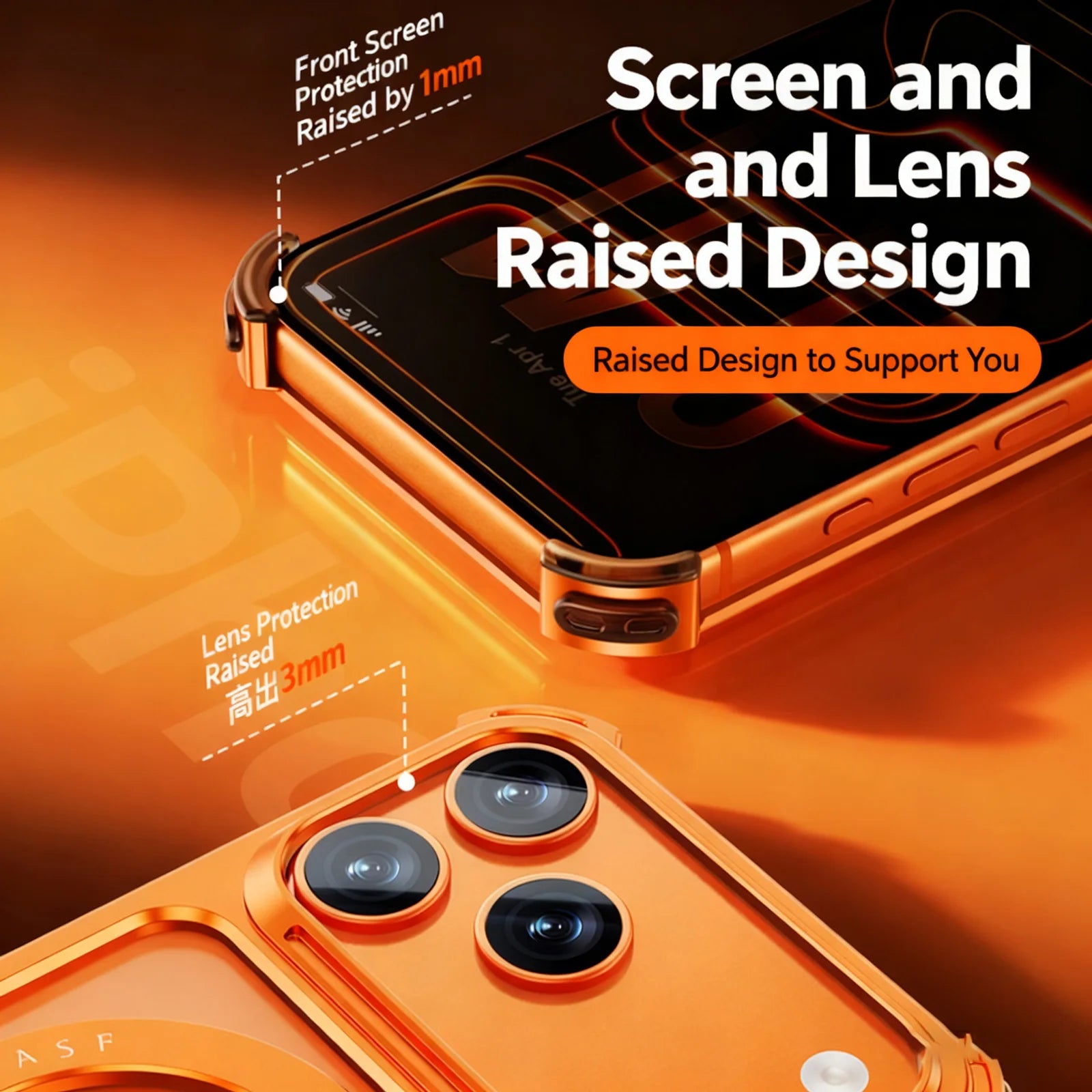 iPhone 17 Pro Max Metal Case with 360 Kickstand - Orange Tidesmit Tidesmit