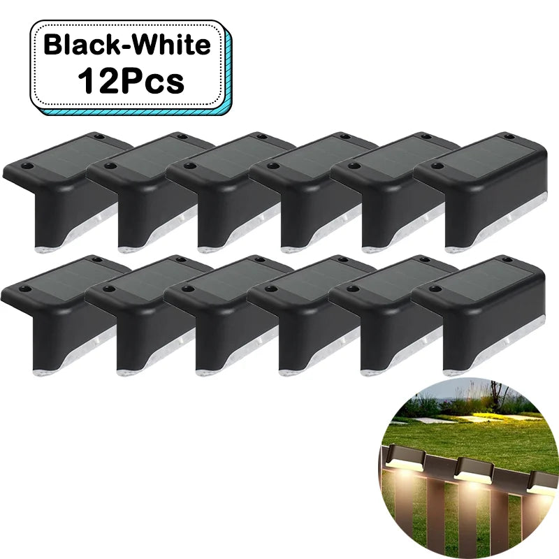 Outdoor Solar Step Lights Warm White LED Waterproof Stair Path Lighting for Garden Patio Fence Balcony Decoration Solar Power