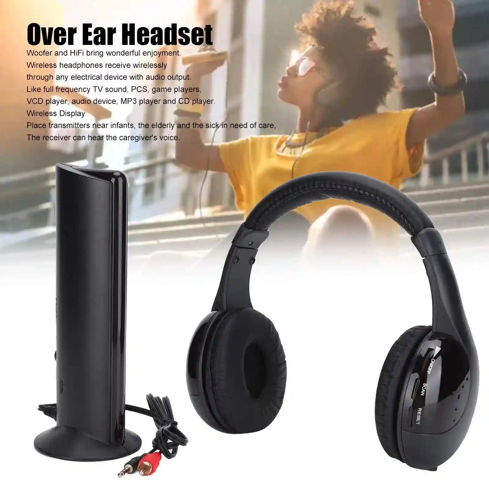 Wireless Headphones with Active Noise Cancellation & HiFi Bass - Black Tidesmit