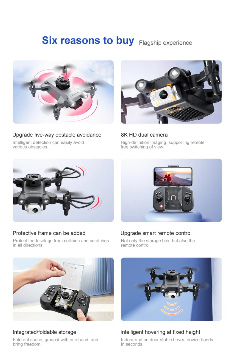 4K Camera Drone Foldable Quadcopter with Dual HD Lenses Tidesmit