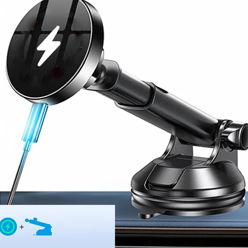 Magnetic Wireless Car Charger for iPhone 16-13 - Fast Qi Charging Black Tidesmit