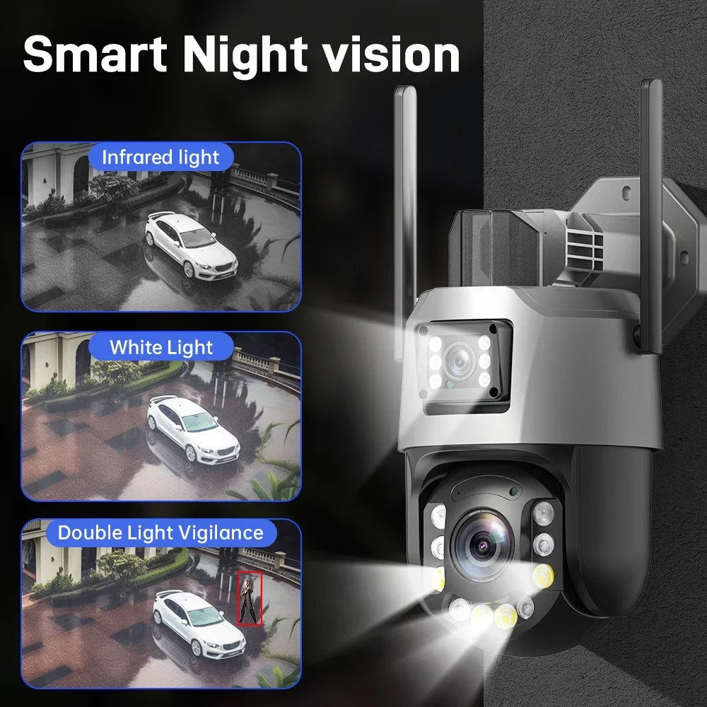 PEGATISAN WIFI 4K 8MP Dual Lens 20/50X Zoom Display PTZ Outdoor Surveillance Camera 393ft Ultra Long IR Vision ONVIF ICSEE APP