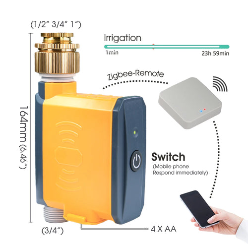 Zigbee remote irrigation timer controller with phone app switching and 4x AA battery