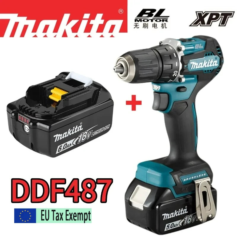 100% Makita DDF487 DDF487 18V Screwdriver Brushless Drill Impact Drill Power Tool Makita 18V Battery