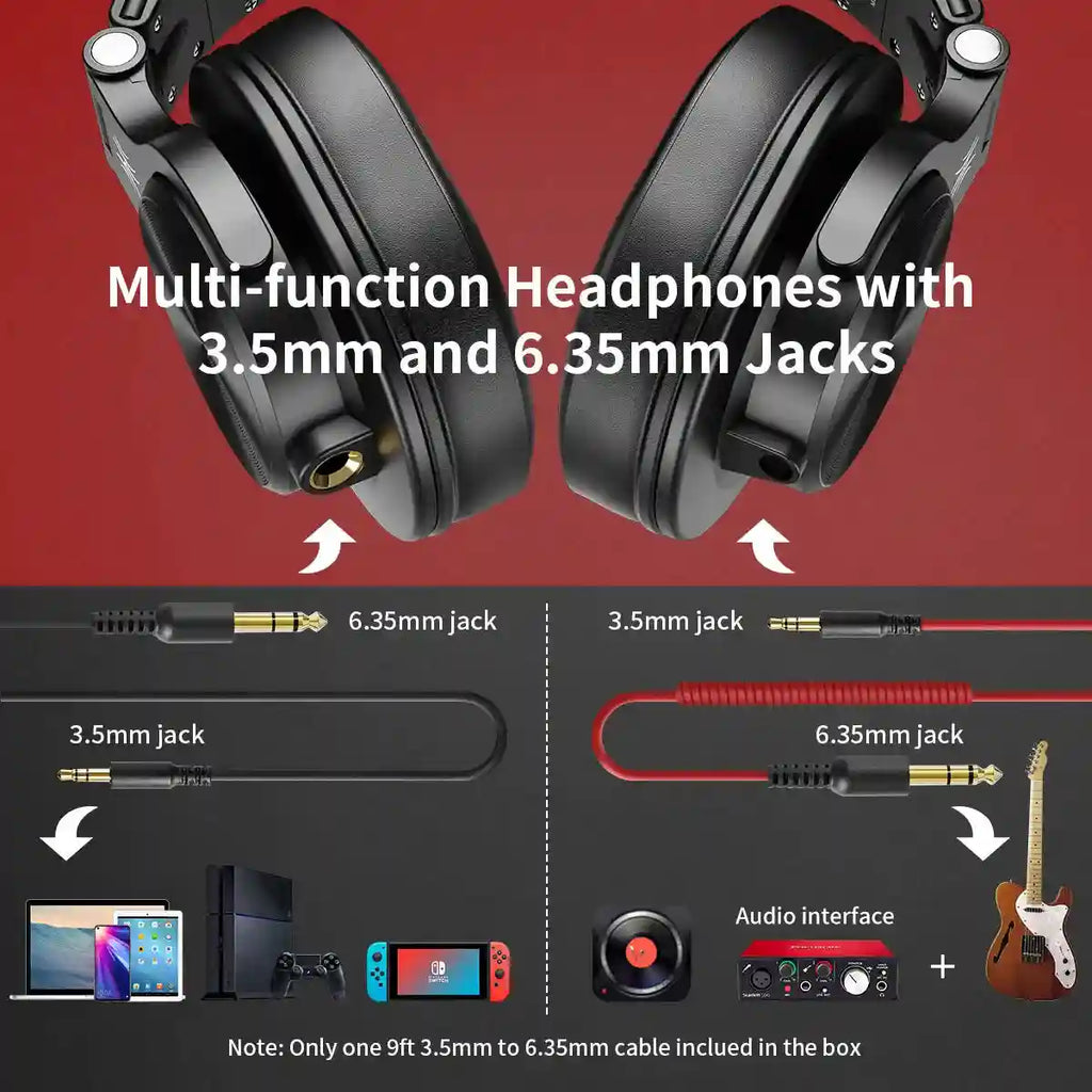 Wired Over-Ear Studio Headphones with Integrated Microphone Tidesmit