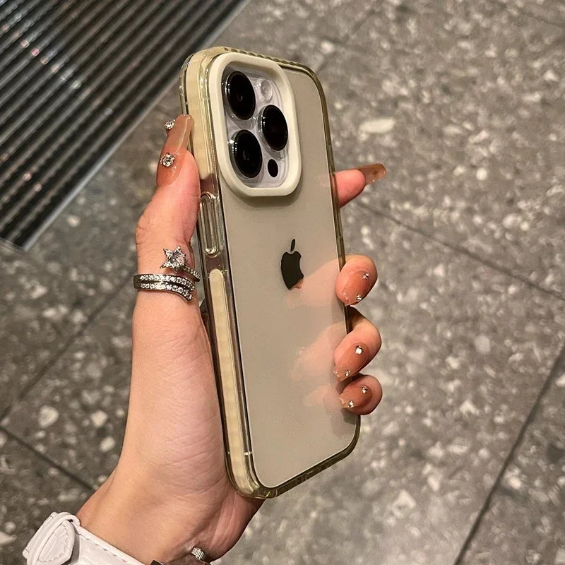 Shockproof iPhone Case with Airbag Bumper - Clear Slim Fit Protection Gold Tidesmit