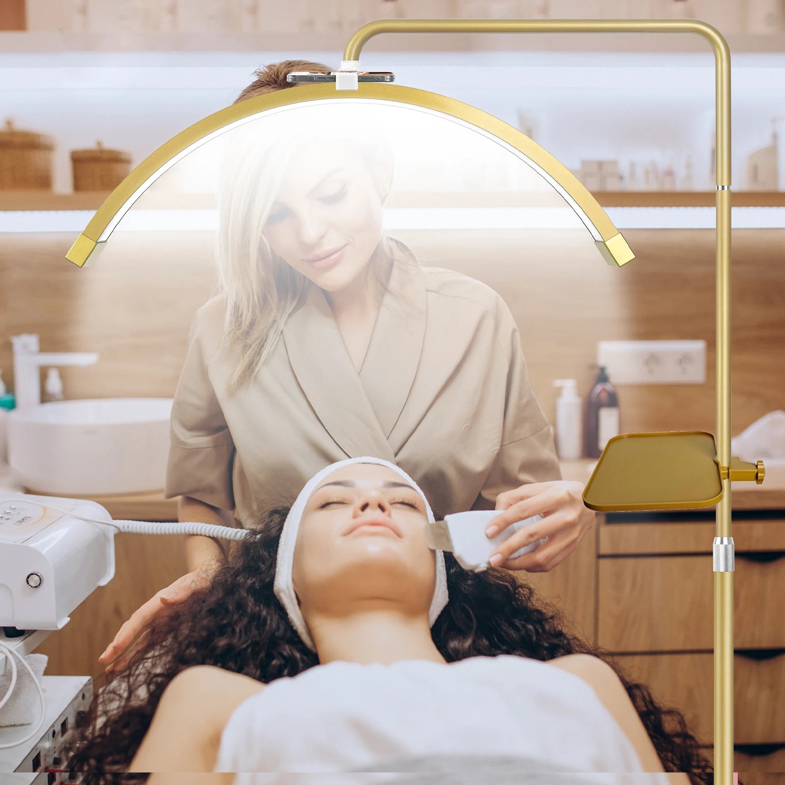 Half Moon LED Lash Light with Floor Stand - Adjustable Beauty Lamp Tidesmit