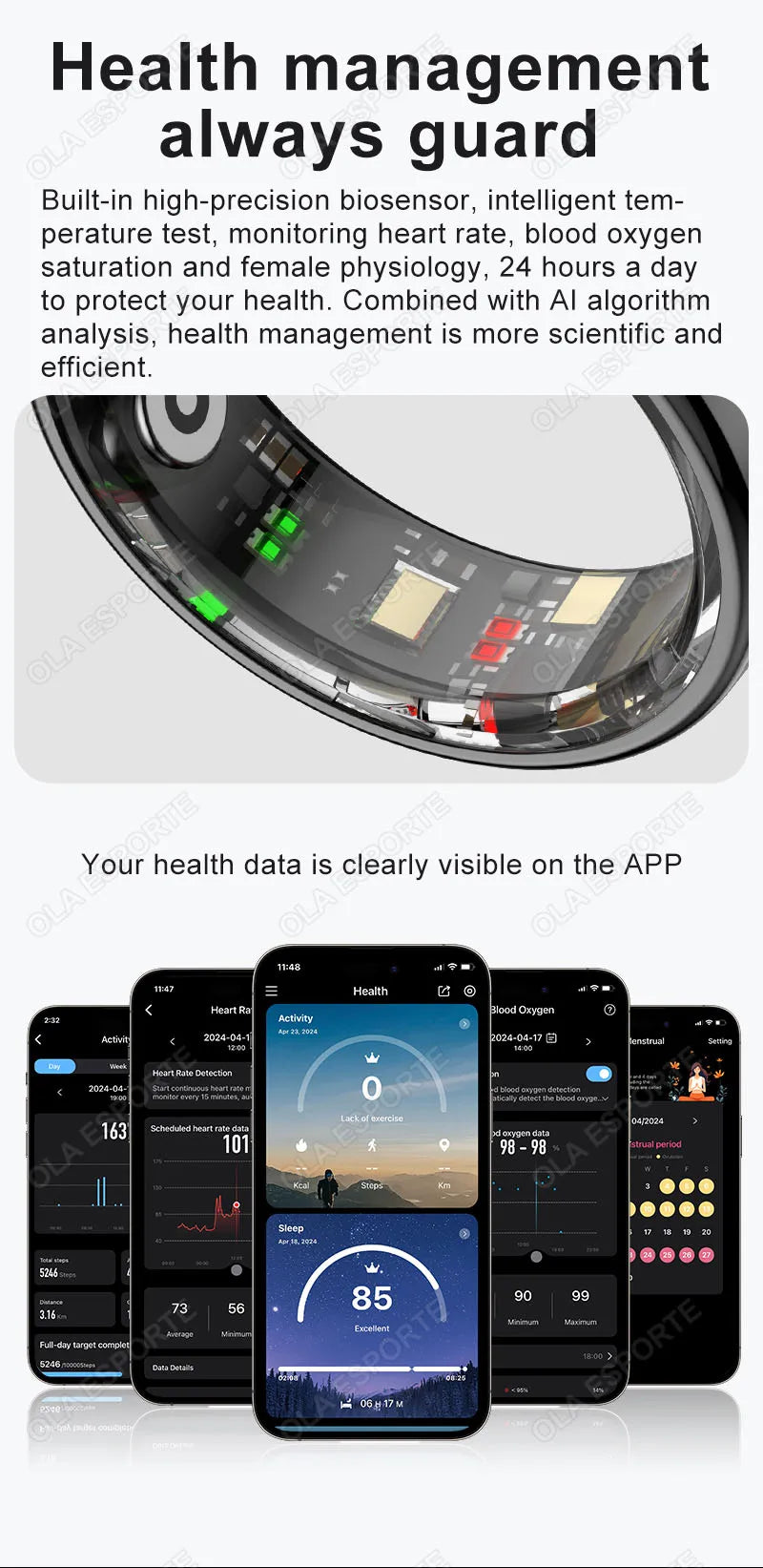 Tidesmit Smart Health Ring - Advanced Heart Rate & Oxygen Monitor Tidesmit