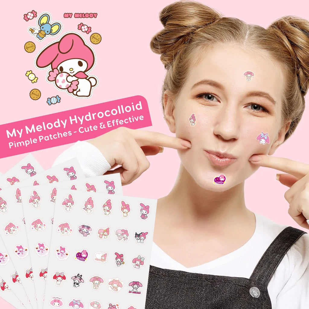 125PCS Hello Kitty Cute Face Stickers, Hydrocolloid Pimple Patches for Invisible Blemish Concealing