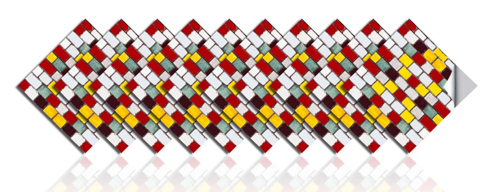 10pcs/set Flat Marble Mosaic Tiles Sticker Transfers Covers For Kitchen Bathroom Tables Peel & Stick Waterproof Art Wall Decals
