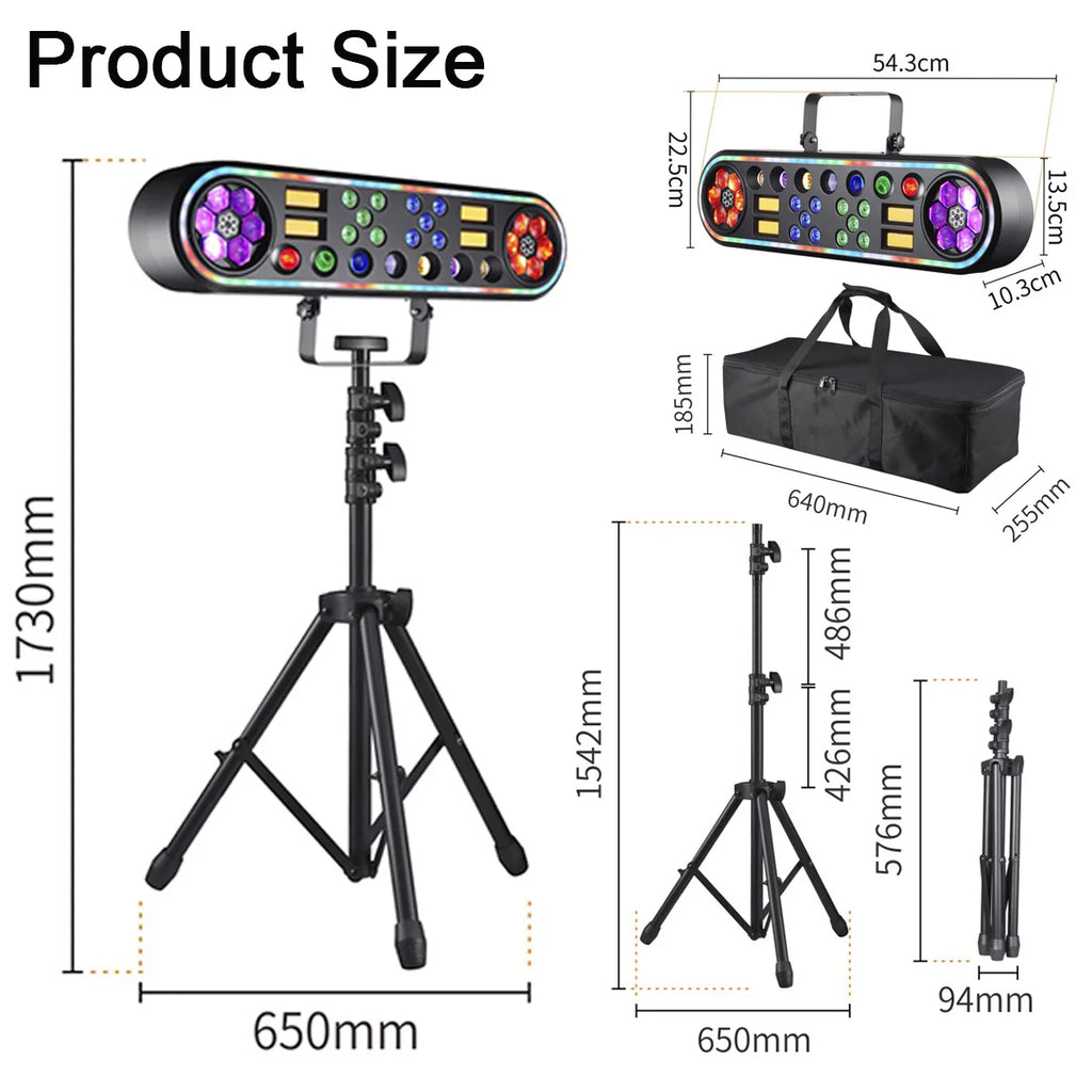 150W 5in1 Double Bee Eye Stage Light DMX512 Sound Activated Strobe RGBW LED Effect Light for DJ Disco KTV Theater