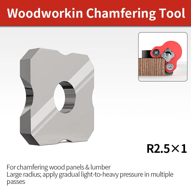 R2.5 chamfering edge trimming blade, gray metal insert with center hole