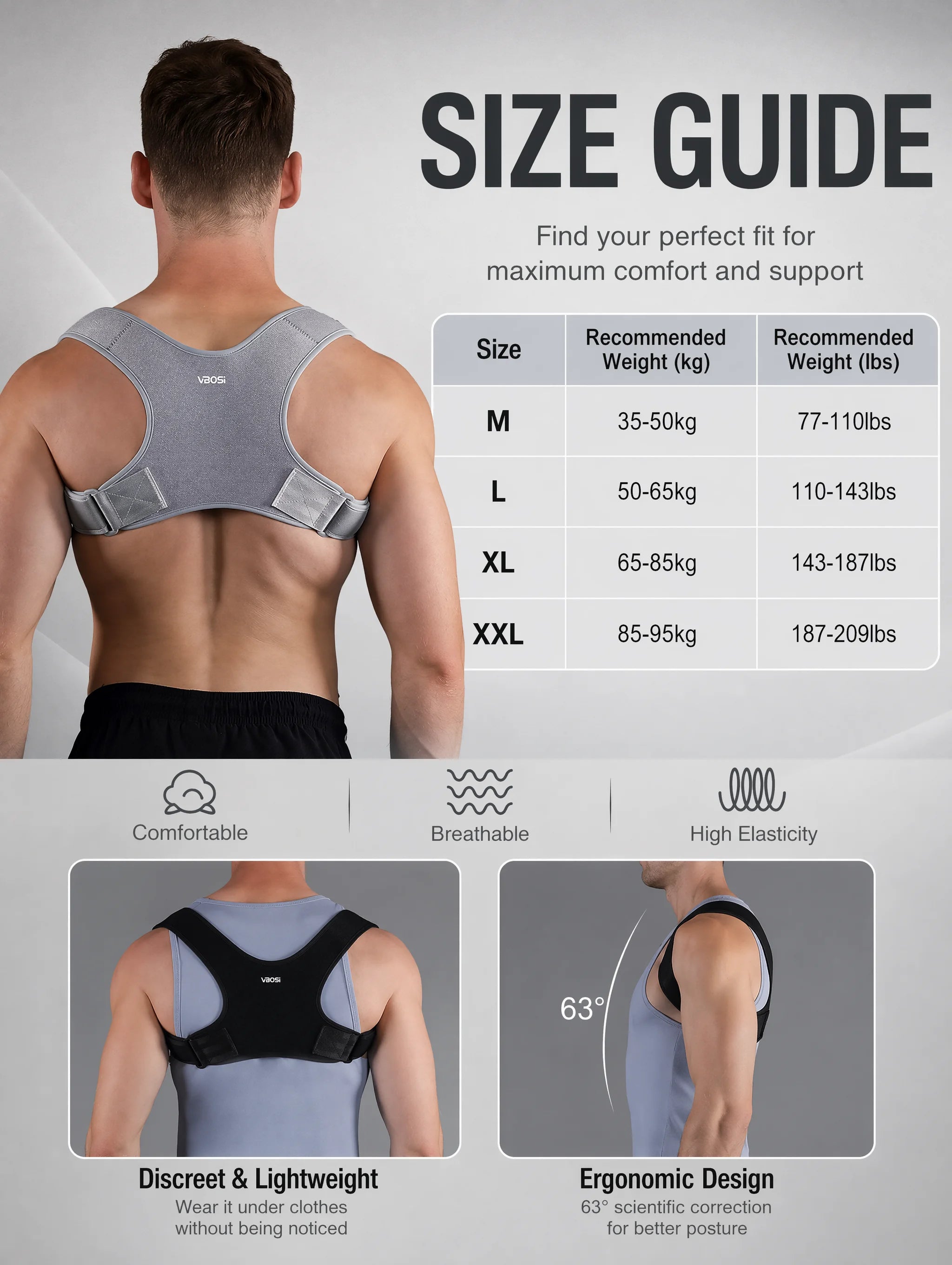 Adjustable Posture Corrector for Men & Women, Invisible Upper Back Brace for Clavicle Support, Neck Shoulder Pain Relief