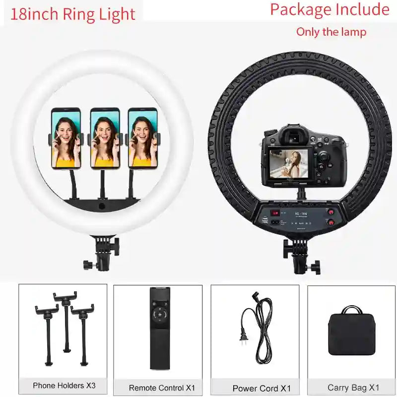 18 Inch LED Ring Light with Tripod - Professional Content Creation Kit only lamp Tidesmit