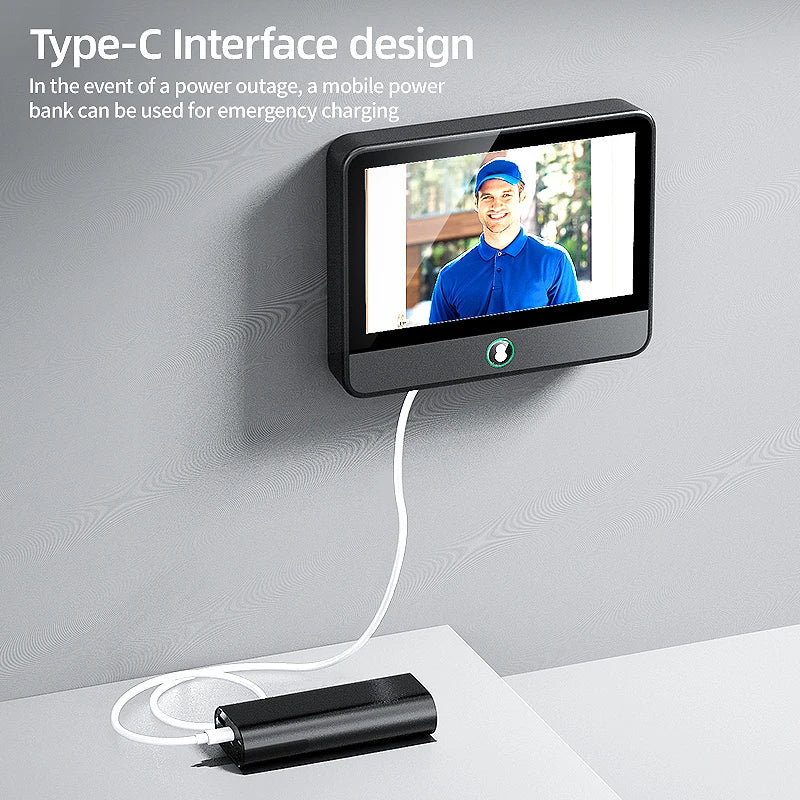 4.3 Inch WiFi Digital Door Peephole Tuya Smart LIfe Eye Cat Human Detection 3MP 120° Wide Angle Night Vision Hidden Video Viewer