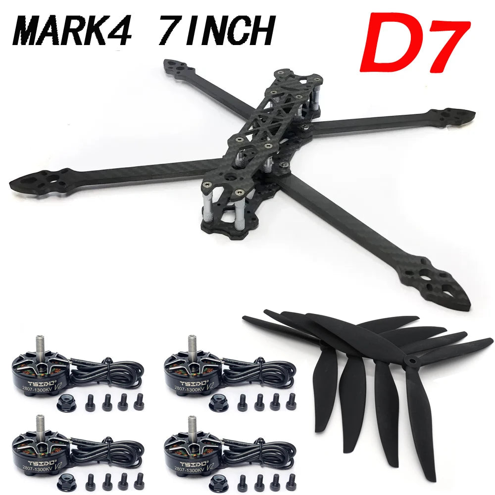 7 Inch FPV Drone DIY Kit Carbon Fiber Frame Brushless by Tidesmit D7 Tidesmit