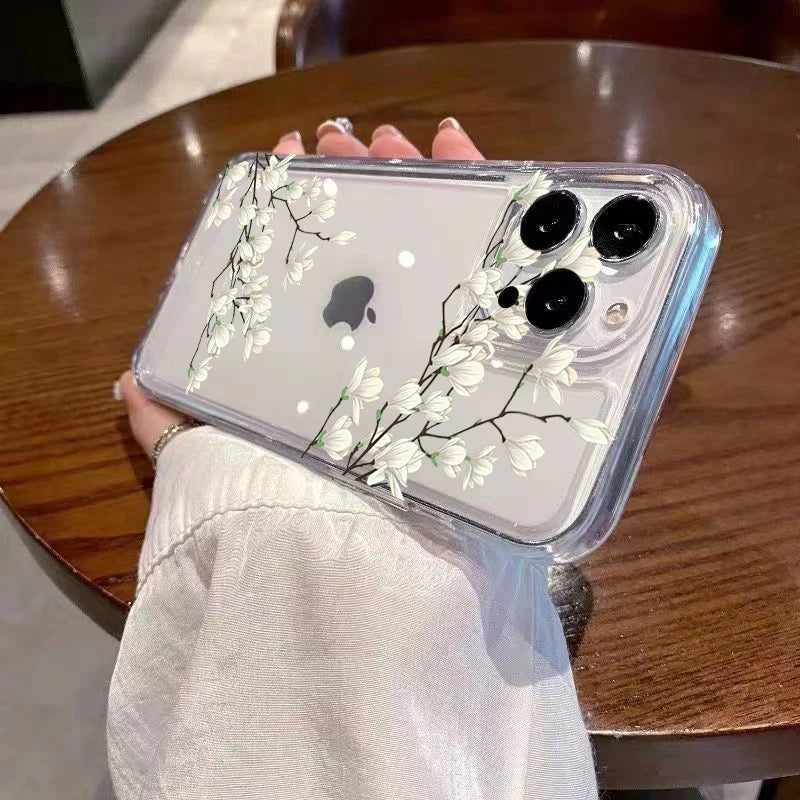 Redmi Note 14 Clear Case | Jasmine Floral Shock-Absorbing Slim Fit Cover Tidesmit