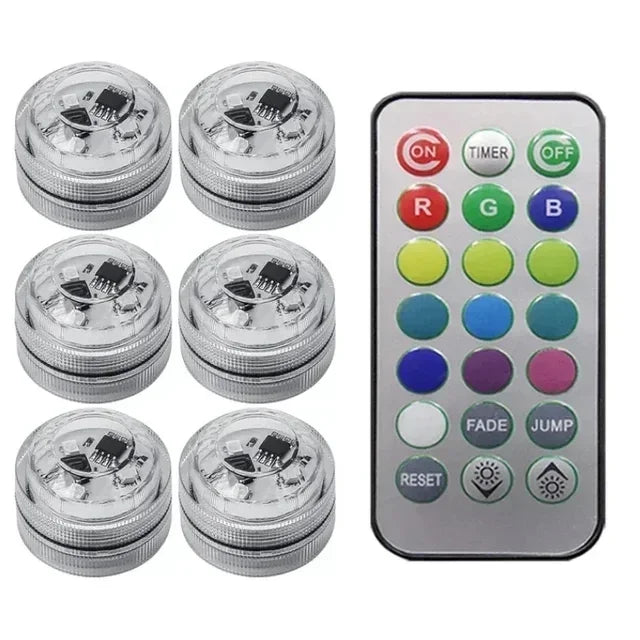 Wireless LED Car Interior Lights - Multi-Color Adhesive Set 6 Lamp 1 Controller Tidesmit