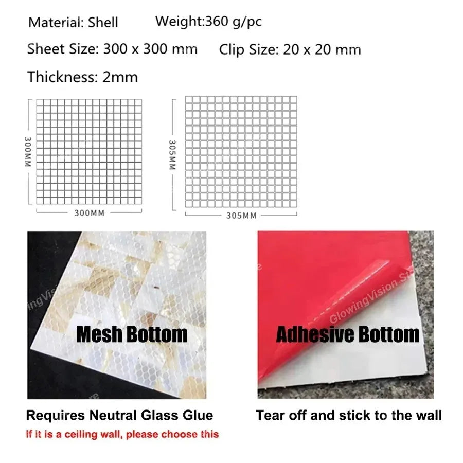30 CM Natural Shell Mosaic Tile Sticker Sheet Mother of Pearl Wallpaper Tile for Interior Decoration Bathroom Kitchen Wall Tiles