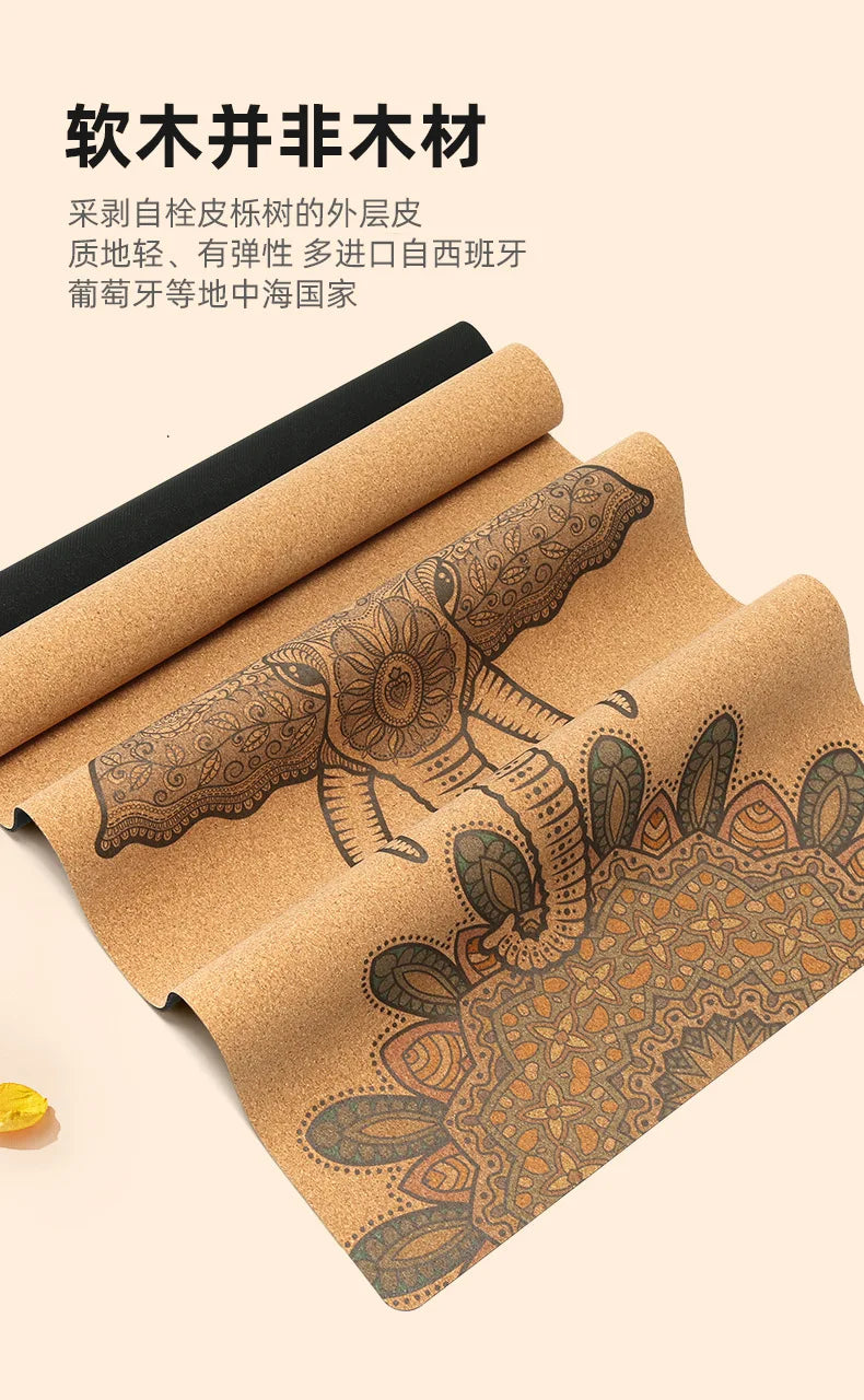 Non-slip Grab Shock Absorption Thickened Men's Yoga Sports Fitness Cork Folding Towel Yoga Mat