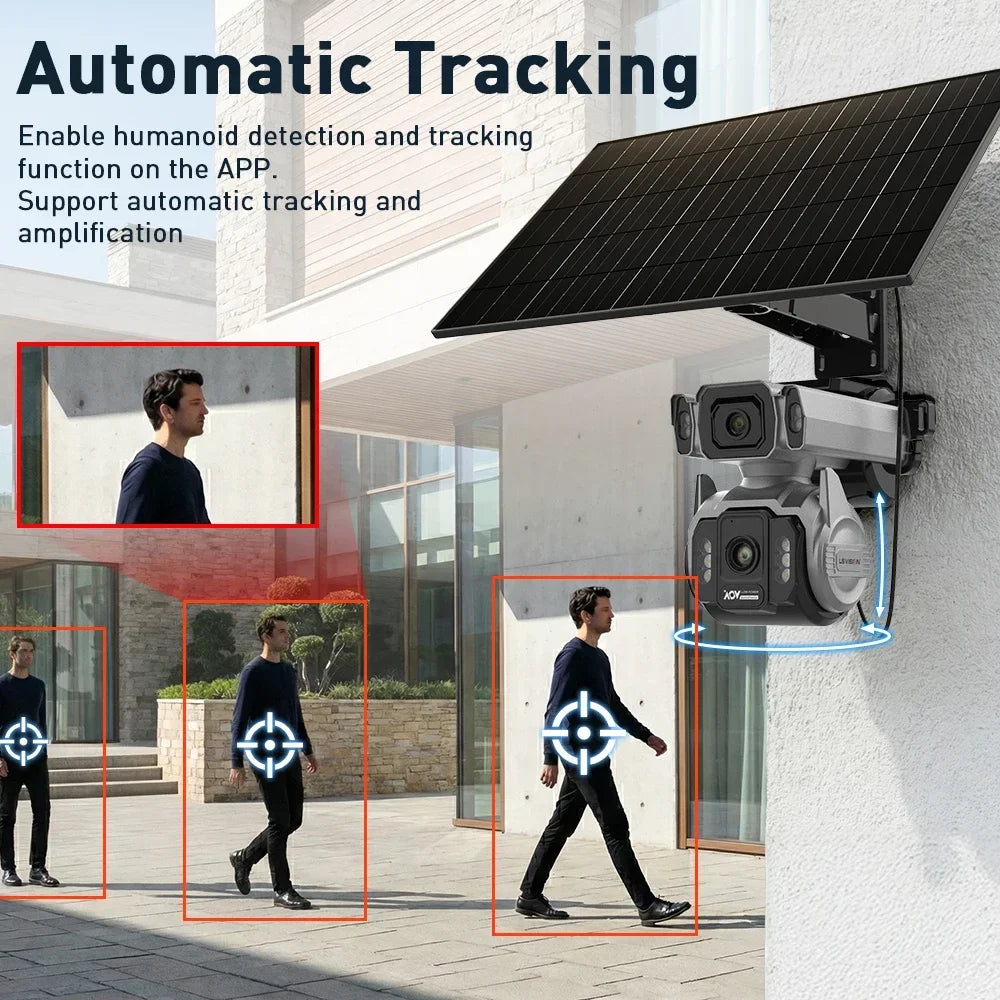 LS VISION AOV AI Tracking Outdoor Surveillance Camera 12X Optical Zoom Cctv Camera 4G Cloud SIM Dual Screen  24/7 Video Record