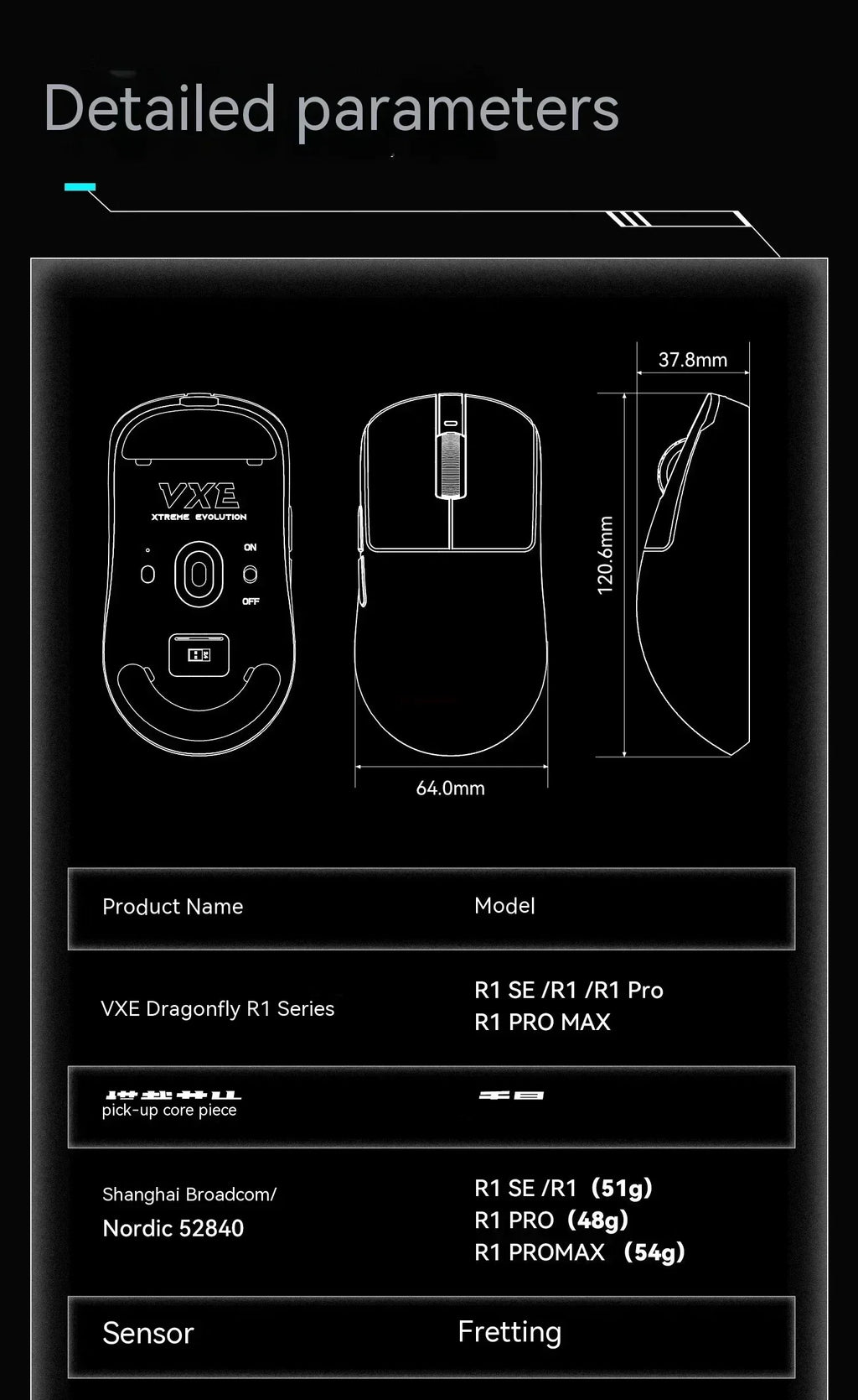 VXE Dragonfly R1 Pro Max Wireless Bluetooth Mouse Lightweight Paw3395 2KHz Intelligent Speed X Low Delay Fps Gaming Mouse Gift