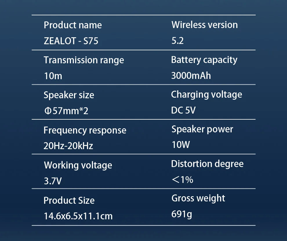 ZEALOT-S75 10W Portable Subwoofer Wireless Shower Speaker, Hifi Sound Quality, Dual Pairing, 3000mAh Battery, 16 Hours Playtime
