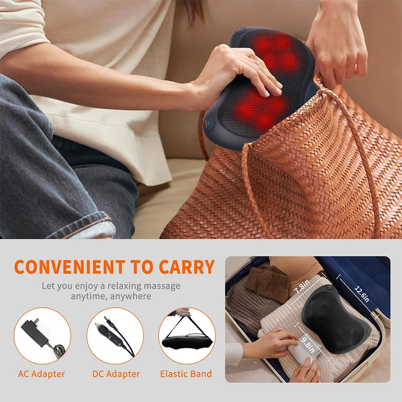 Electric Cervical Neck Massager with Heat Therapy & Spine Support Massage Cushion Tidesmit