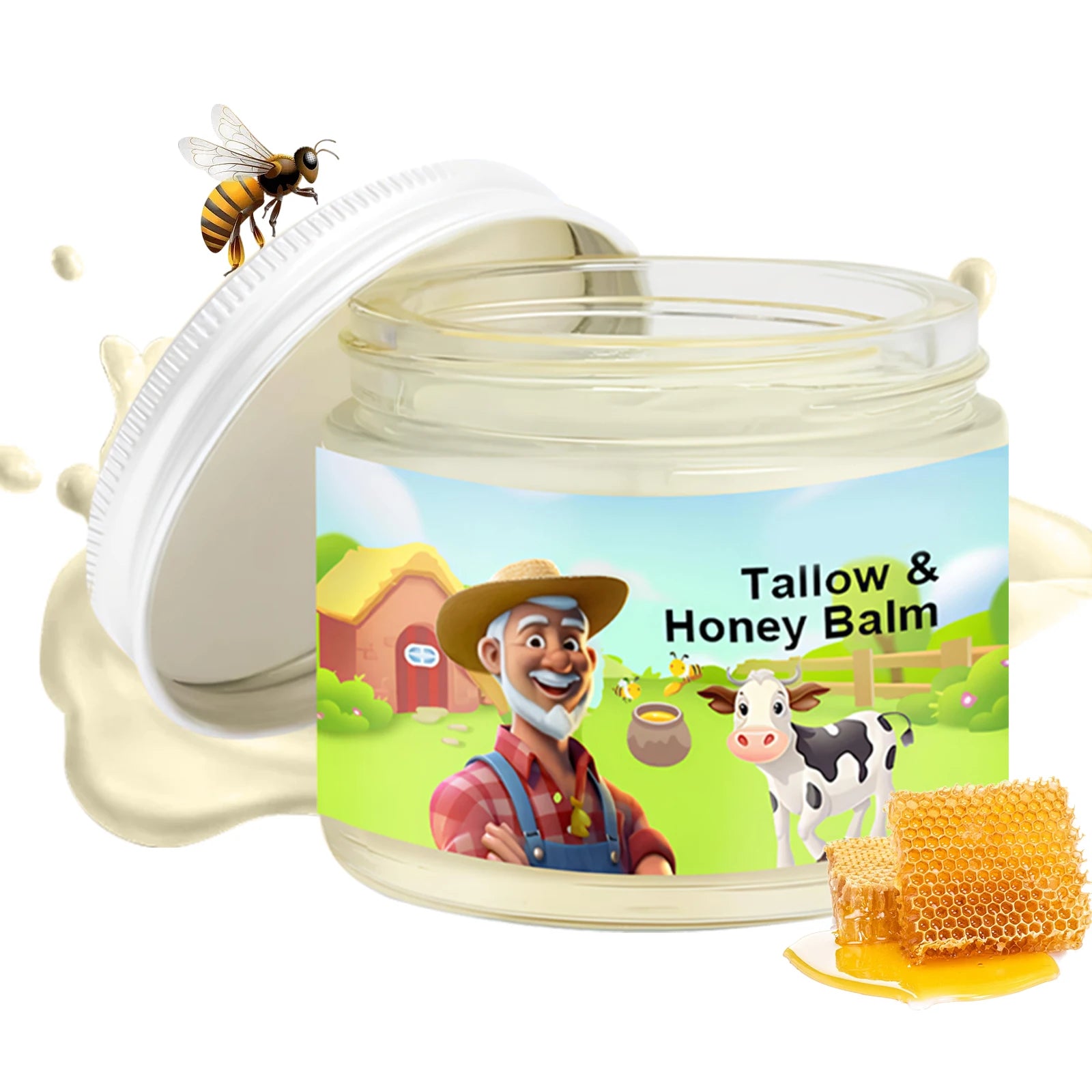 Tallow & Honey Balm 60g, Face and Body Moisturizer, Natural Skin Nourishing Cream to Improve Texture for Soft Firm Skin