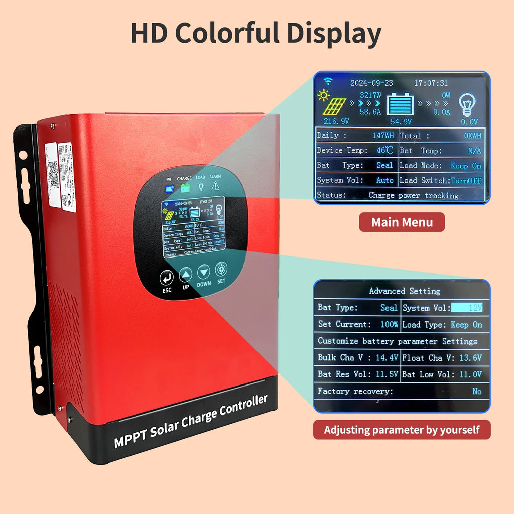 NEW 480VDC 24-192V 60A MPPT Solar Charge Controller Solar Battery Regulator With WIFI Monitor APP For Lifepo4 Liuthm GEL Lead