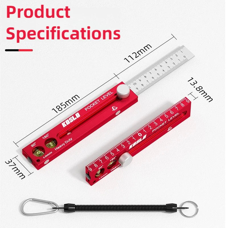 TINSOL Multi-functional Magnetic Marking Ruler Aluminum Alloy Ruler with Level Marking, Metric and Imperial, for Woodworking
