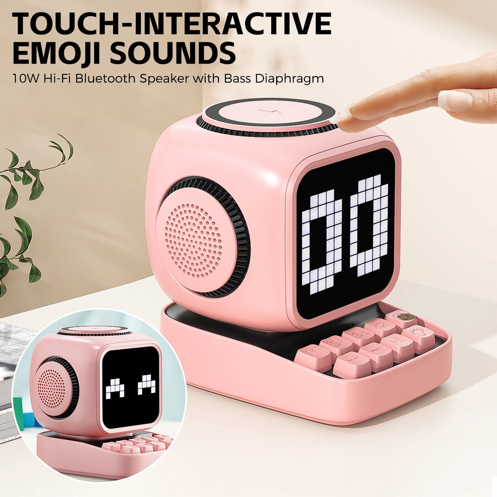Portable Bluetooth Speaker with LED Alarm Clock and Wireless Charger Tidesmit