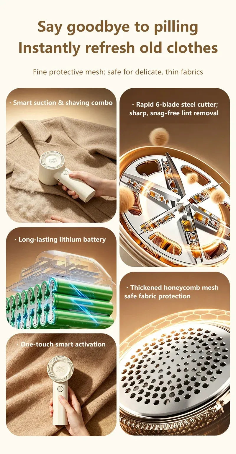 Tidesmit Electric Lint Remover USB Rechargeable Fabric Shaver