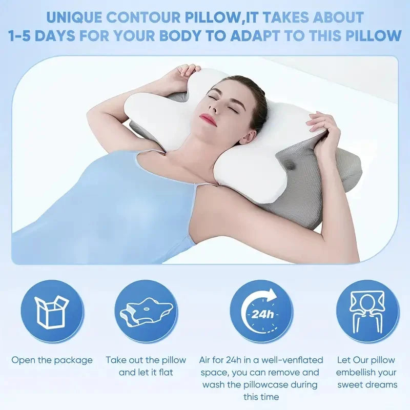 Butterfly Memory Foam Neck Pillow – Ergonomic Orthopedic Cervical Support Back Massage Instrument Tidesmit
