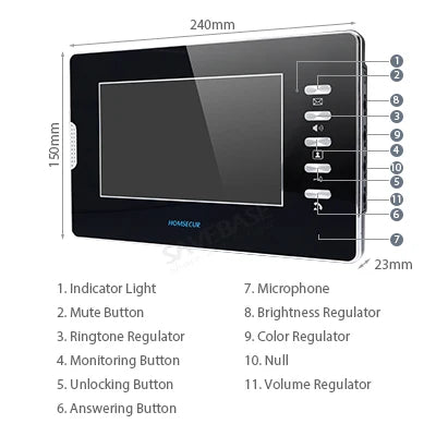 7" Wired Video Door Intercom System With Lock Release Button For 3 Apartment