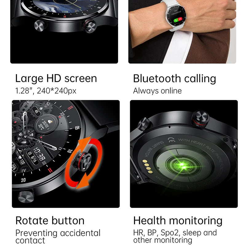 GPS ECG+PPG Bluetooth Call Smart Watch Men 2026 Sports Bracelet NFC Waterproof Custom Watch Face Men SmartWatch For IOS Android