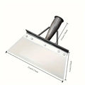 Silver metal weeding shovel with flat blade and dark handle for trimming
