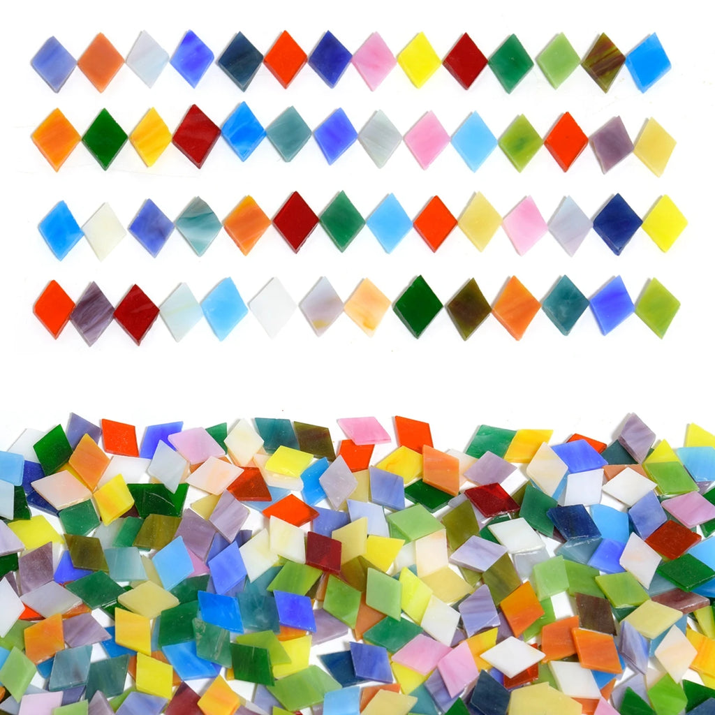 250g diamond shaped colored glass fragments mosaic glass mosaic tiles, randomly mixed colors, DIY handmade painted glass product