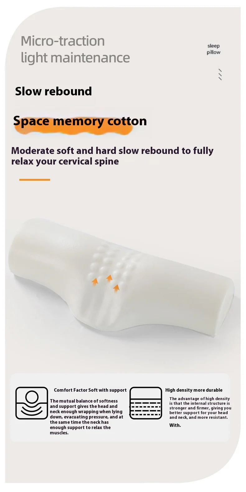 Cervical Memory Foam Pillow - Ergonomic Neck Pain Relief (Dark Gray) Relaxation Treatment Tidesmit