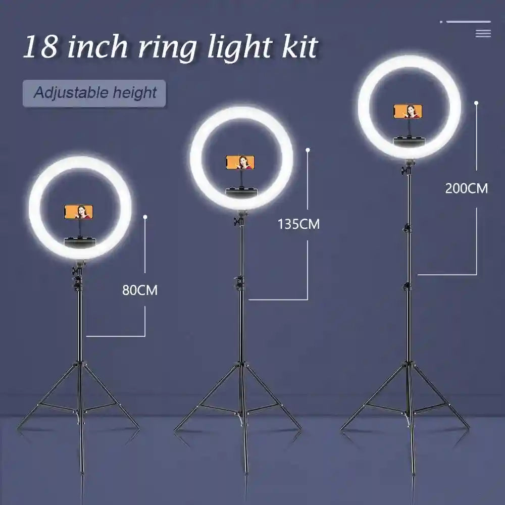 18-Inch Ring Light with Tripod Stand - Dimmable LED Studio Lighting Tidesmit