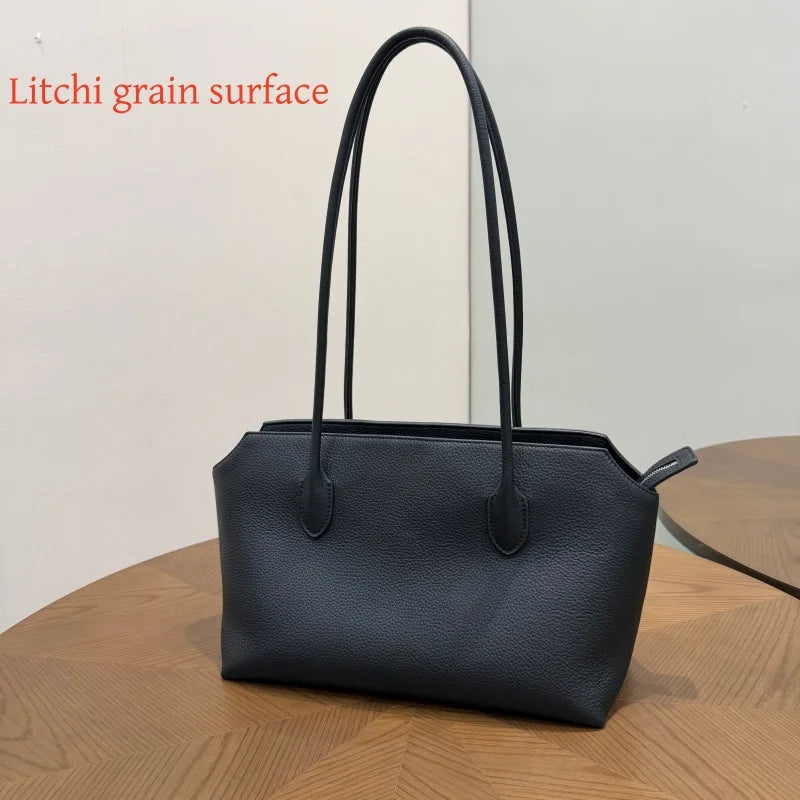 2026 new cow spine leather large capacity shoulder bag, leather handbag, commuting leather women's bag, high-end customized vers