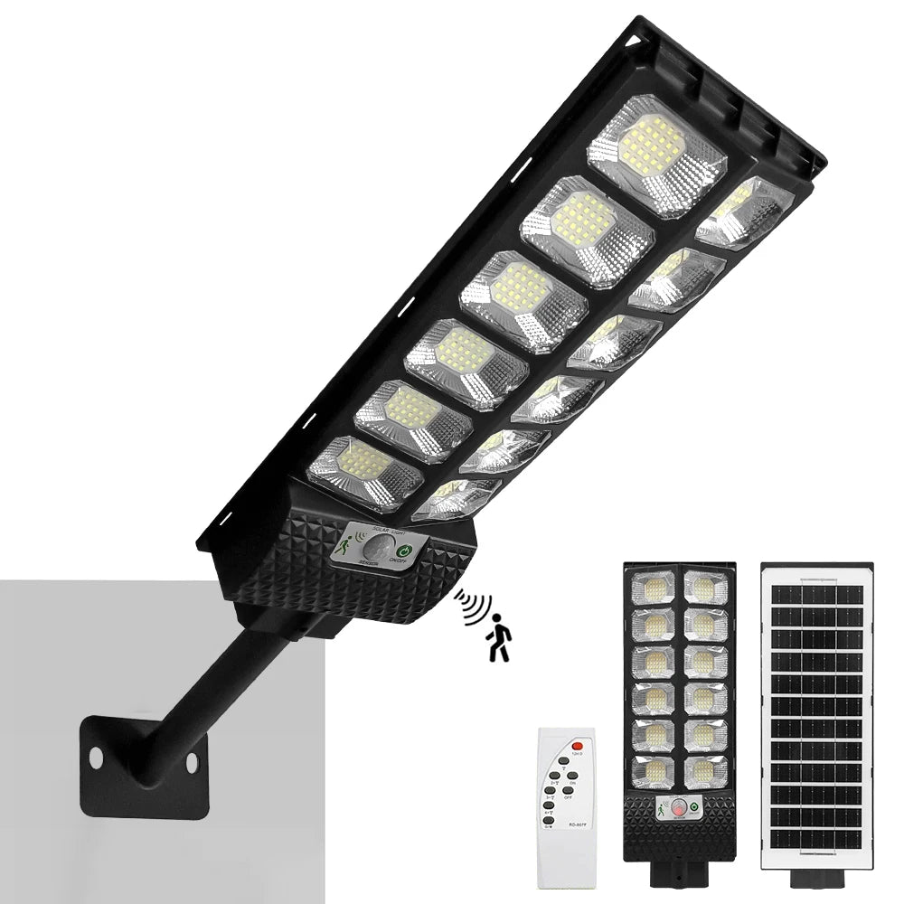 Outdoor Solar Powered LED Lights Waterproof 8000 Lm Super Bright Wall Lamp With Motion Sensor Remote Control Garden Street Light