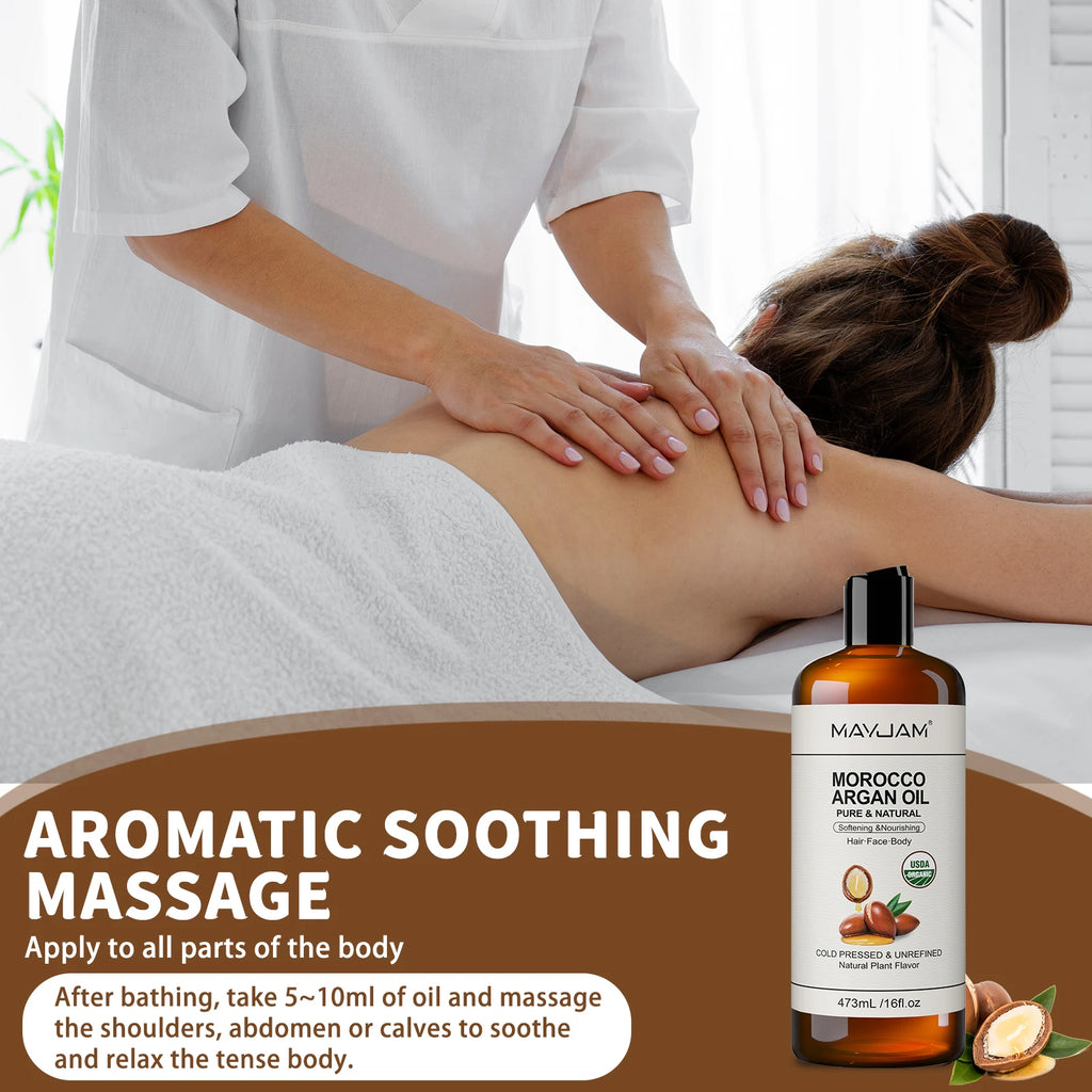 Tidesmit USDA Organic cold-pressed massage oil for hair, face, and body with Argan, Coconut, and Almond oils.